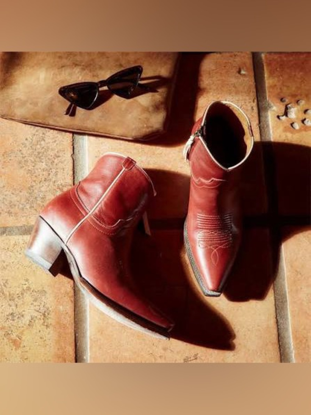 Tecovas The Daisy Scarlet (Red) Ankle Boots - Picture 2 of 10